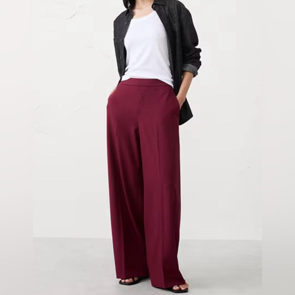 NWT Banana Republic Factory Hayden Wide Leg Pant, Bright Wine, 0 Tall - Picture 1 of 4
